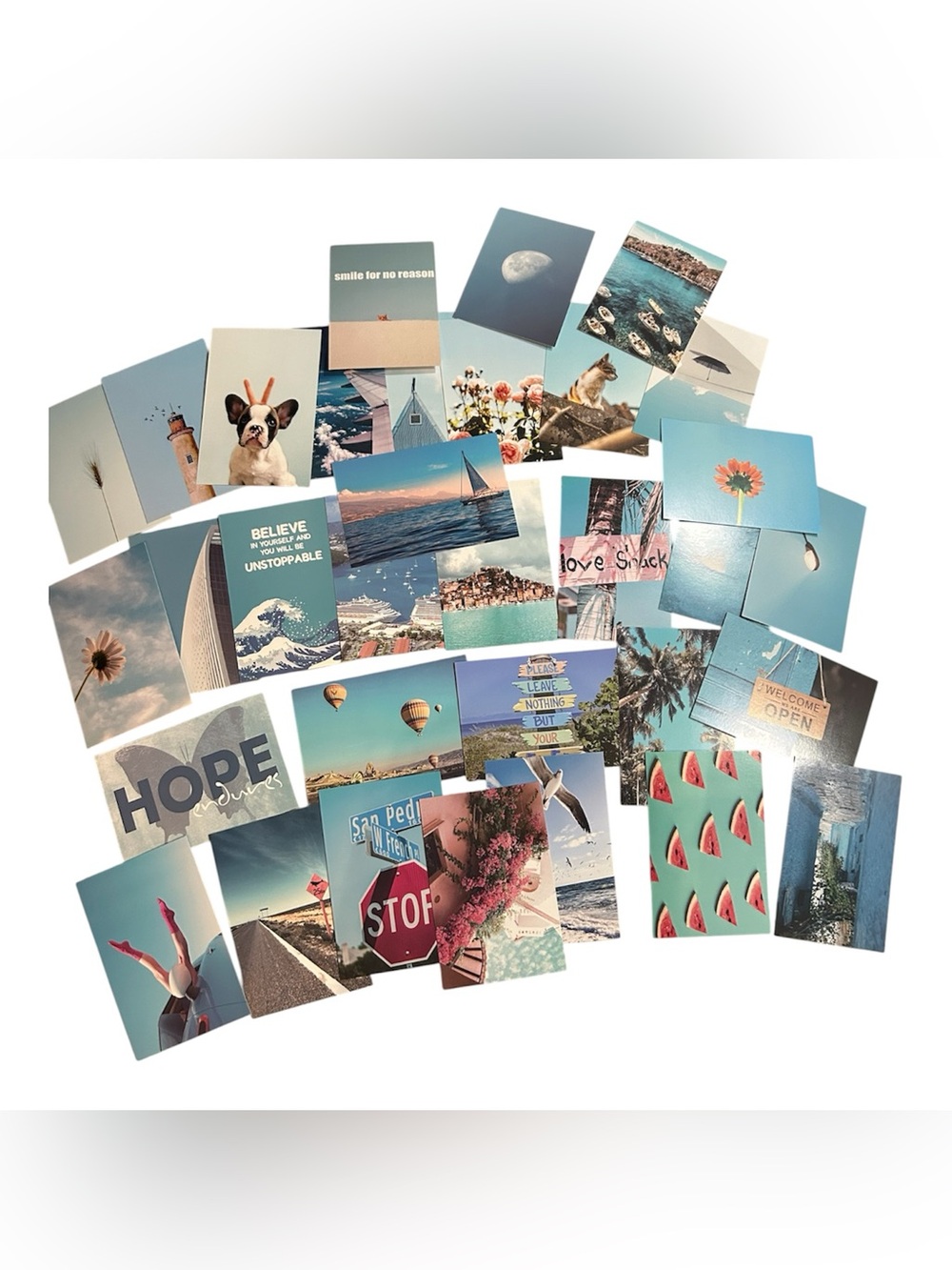 Assorted Blue & Teal Photo Prints - Beach, Travel & Floral Motifs